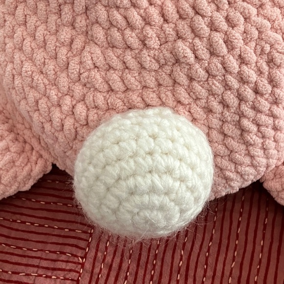 Large Pink and White handmade Crochet Bunny stuffy Toy - Picture 11 of 11